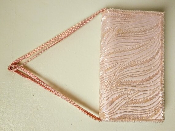 Vintage 1980s does 1950s Pale Pink Beaded Evening… - image 9