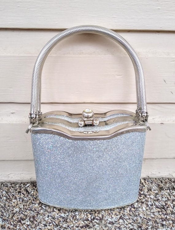 Vintage 1960s 70s Silver Mod Chrome Mini Bag Purs… - image 1