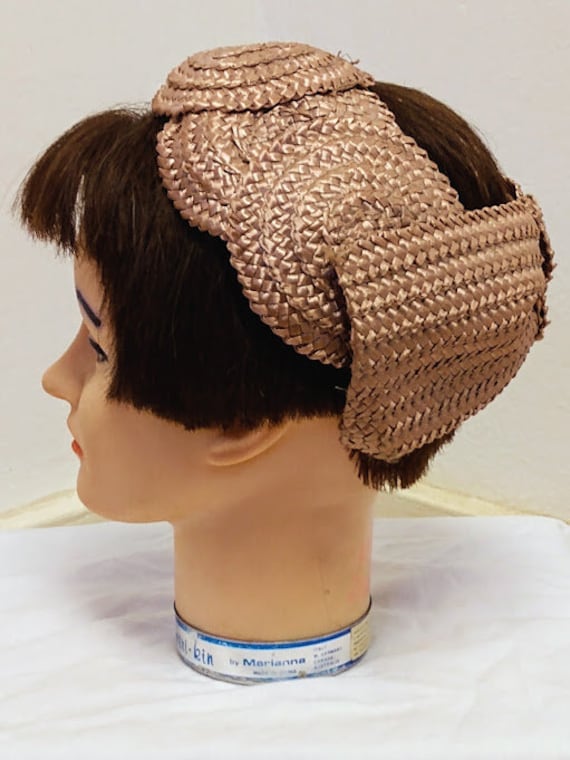 Vintage 1950s  1960s Topper Woven Raffia Hat Bow … - image 4