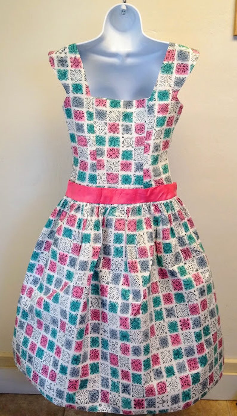 Vintage 1950s 50s Cotton Sundress Novelty Print Dress Frock Small Medium image 5