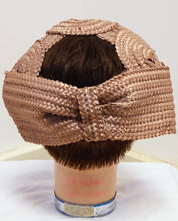 Vintage 1950s  1960s Topper Woven Raffia Hat Bow … - image 5