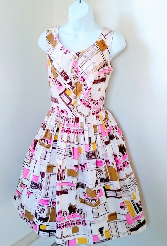 Vintage 1950s 1960s Sleeveless Sundress Reverse N… - image 10