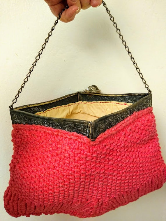 Vintage Antique 1890s/ 1900s Crochet Handbag Purs… - image 7