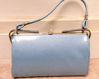 Vintage 1950s 1960s Pearl Blue Handbag/ Purse /Pocketbook Medium
