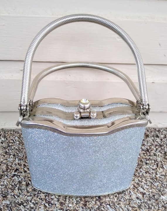 Vintage 1960s 70s Silver Mod Chrome Mini Bag Purs… - image 2