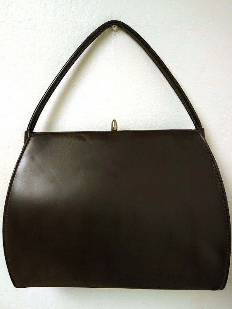 Vintage 1960s 60s Dark Brown Handbag Purse Large by DOVER - Etsy
