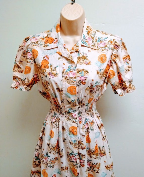 Vintage 1970s 70s Mini Dress / Cotton/ Holly Hobb… - image 1