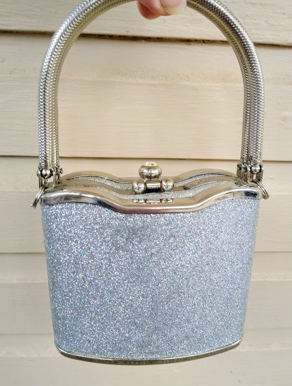 Vintage 1960s 70s Silver Mod Chrome Mini Bag Purs… - image 3