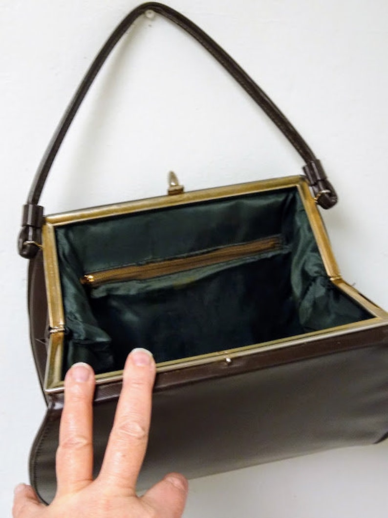 Vintage 1960s 60s Dark Brown Handbag Purse Large by DOVER - Etsy