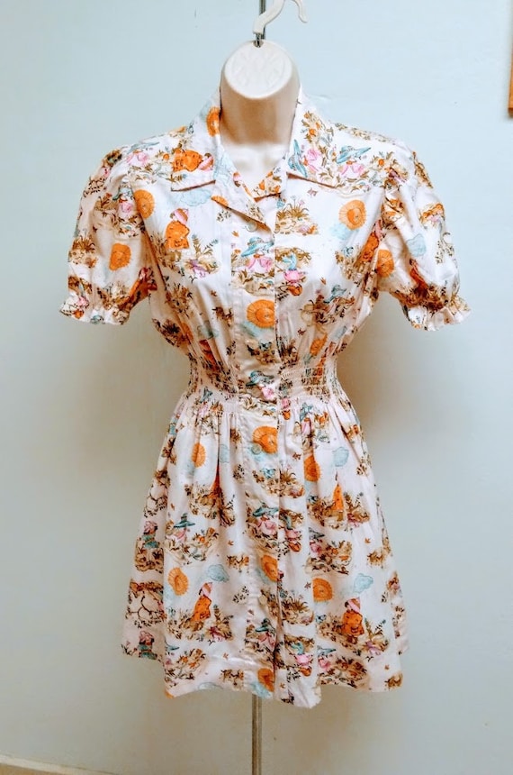 Vintage 1970s 70s Mini Dress / Cotton/ Holly Hobb… - image 3