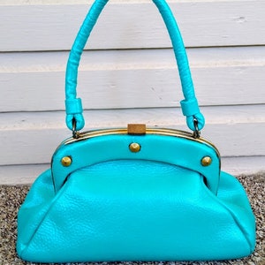 Vintage 1960s 60s Blue Turquoise Leather Mini Handbag - Etsy