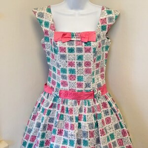 Vintage 1950s 50s Cotton Sundress Novelty Print Dress Frock Small Medium image 6