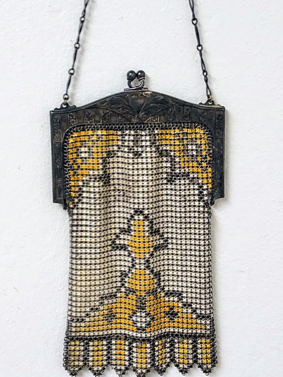 Antique 1900s Whiting and Davis Enameled Mesh Pur… - image 9