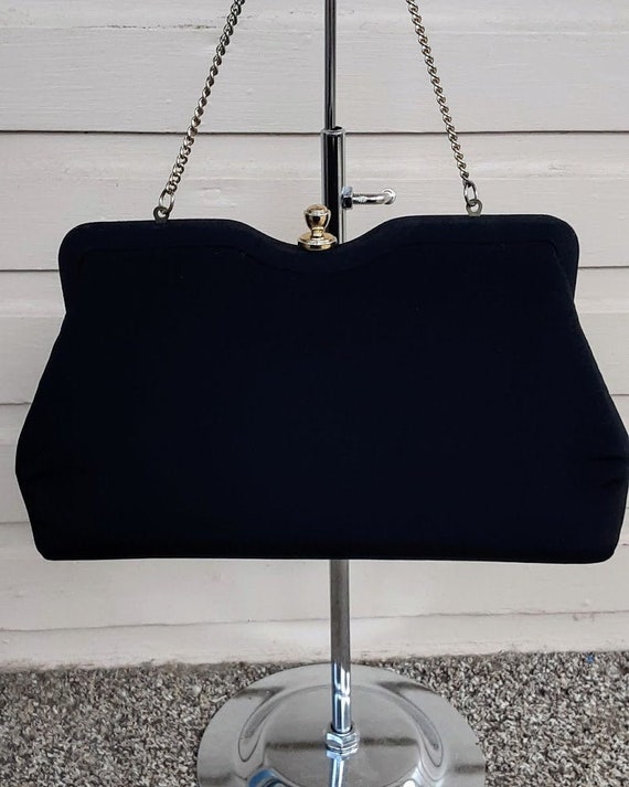 Vintage 1960s 60s Black Orange Mod Purse Evening B