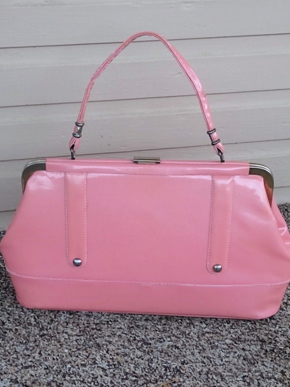 Vintage 1950s 1960s Pink Doctor Bag /Handbag/ Purs