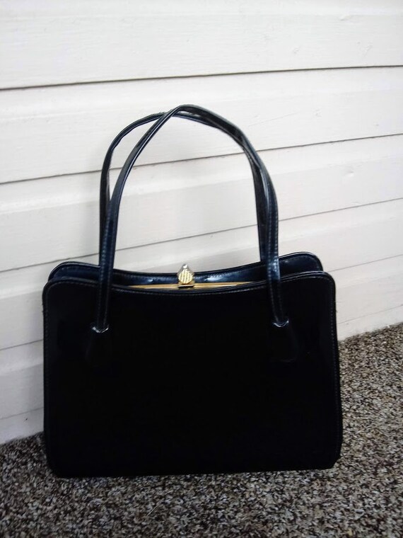 black patent leather pocketbook