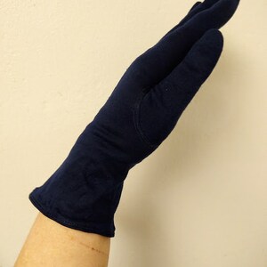 Vintage 1950s Dark Blue Wrist Evening Gloves Formal XS /Small Dyed Restored image 4