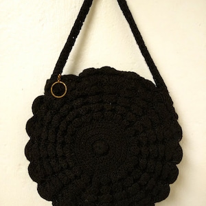希少☆1930s Black Crochet ハンドバッグ がまぐち 黒電話 希少☆1930s Black Crochet ハンドバッグ がまぐち 黒電話