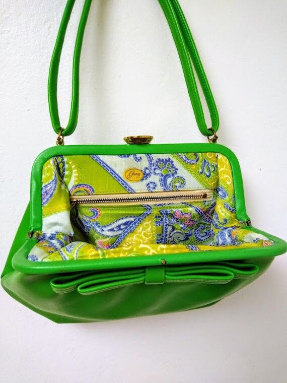 Vintage Bright Green Handbag /Pocketbook/ Purse/ … - image 7