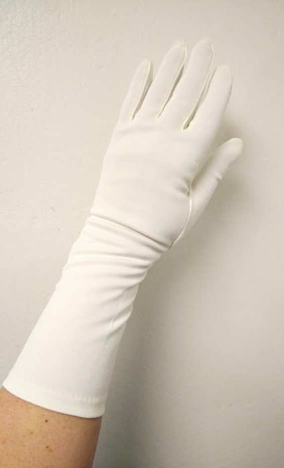 Vintage 1950s 50s White Nylon Long Evening Gloves 