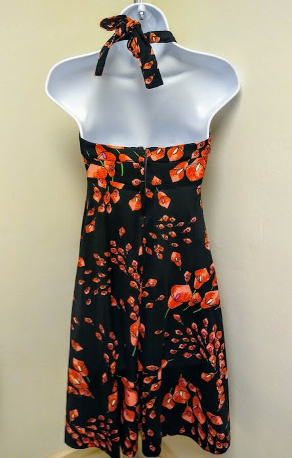 Vintage 1970s Halter Dress /Lily Print/ Polyester… - image 5