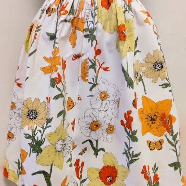 Vintage 1960s 60s Butterfly Floral Print Pleated Mini Skirt XS Mod