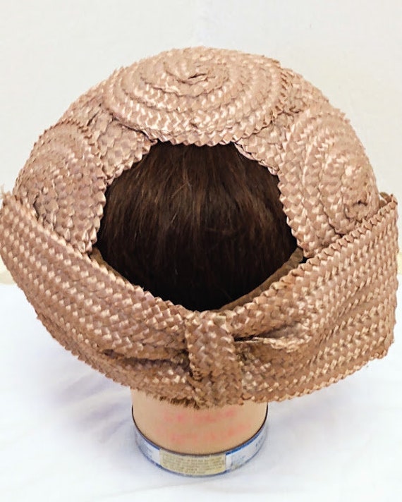 Vintage 1950s  1960s Topper Woven Raffia Hat Bow … - image 10