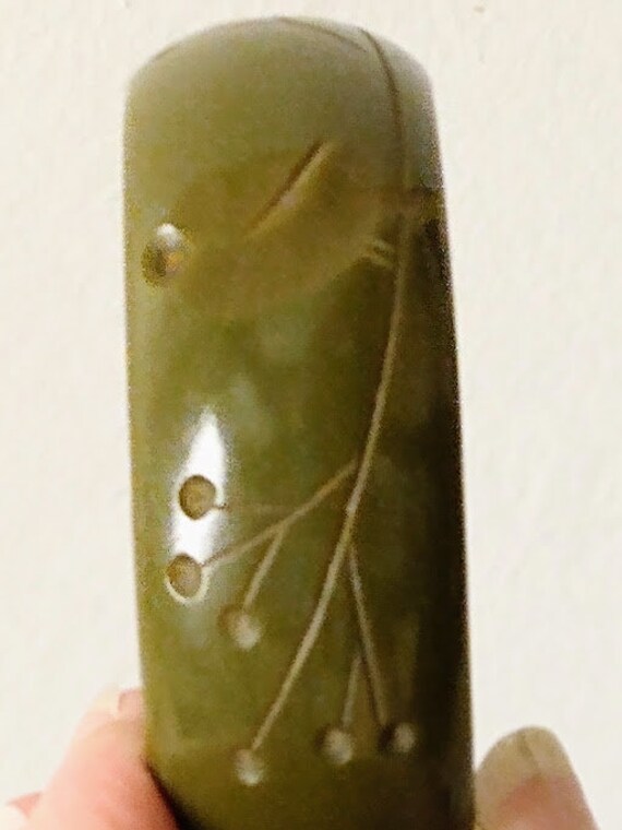 Vintage Green Carved Birds on Branches Bakelite C… - image 7