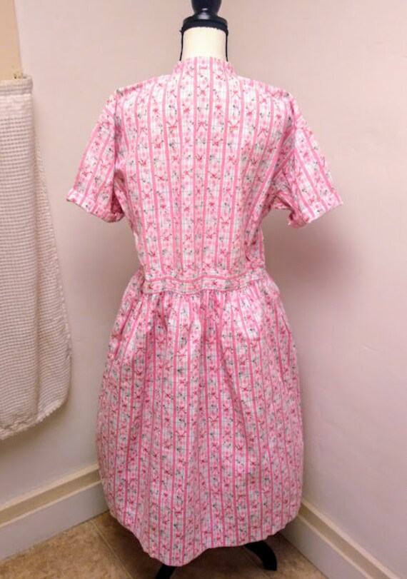 Vintage 1950s 50s Pink Novelty Print Cotton Shirt… - image 6