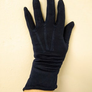 Vintage 1950s Dark Blue Wrist Evening Gloves Formal XS /Small Dyed Restored image 9