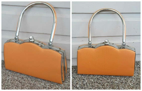 Vintage 1960s 60s Orange Vinyl Mod Chrome Mini Pur