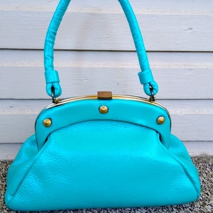 Vintage 1960s 60s Blue Turquoise Leather Mini Handbag - Etsy