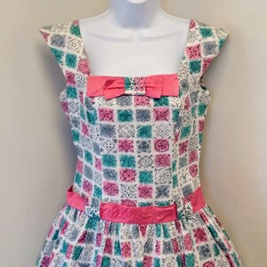 Vintage 1950s 50s Cotton Sundress Novelty Print Dress Frock Small Medium image 7