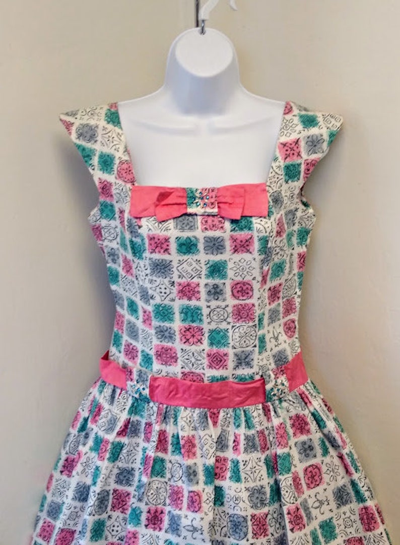 Vintage 1950s 50s Cotton Sundress Novelty Print Dress Frock Small Medium image 7