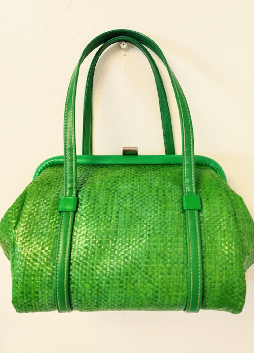 Vintage 1960s Green Mini Bag Handbag /pocketbook/ Purse/ Small/ Mod MCM