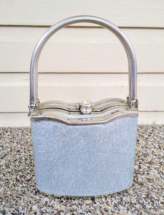 Vintage 1960s 70s Silver Mod Chrome Mini Bag Purs… - image 9