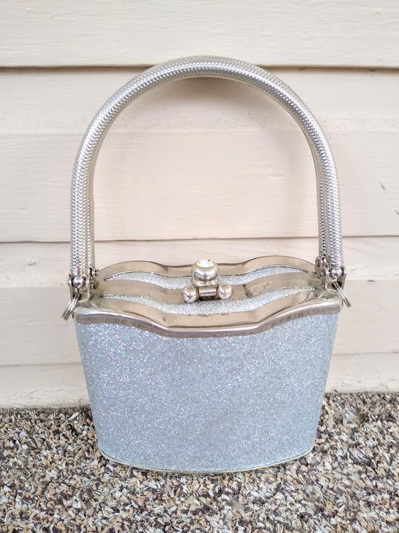 Vintage 1960s 70s Silver Mod Chrome Mini Bag Purs… - image 8