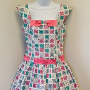 Vintage 1950s 50s Cotton Sundress Novelty Print Dress Frock Small Medium image 8