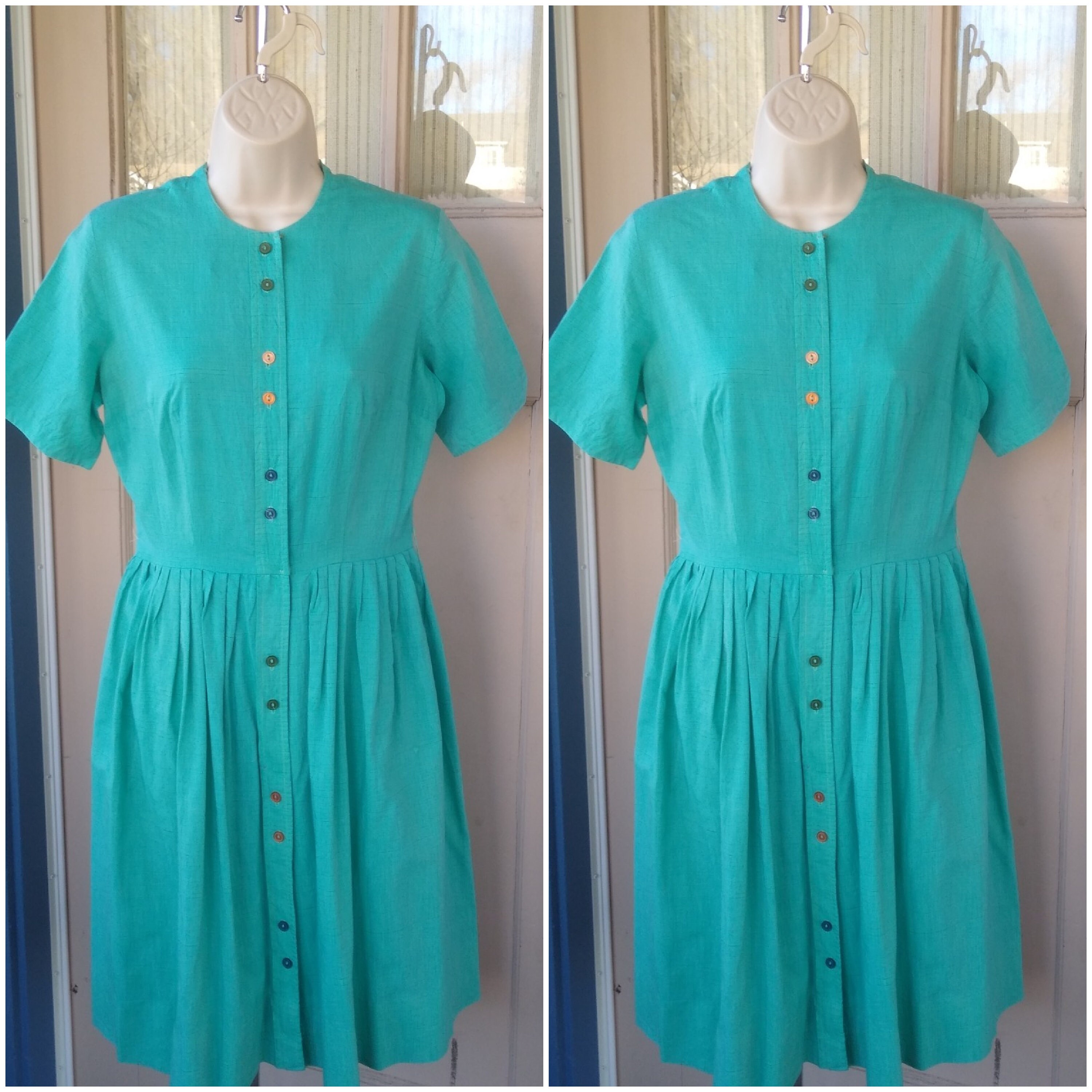 1940s 40s Cotton Shirtwaist Dress 