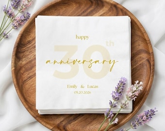 Custom 30th Anniversary Napkins with Text, Personalized 30 Years Napkins for Golden Anniversary, Party Decor
