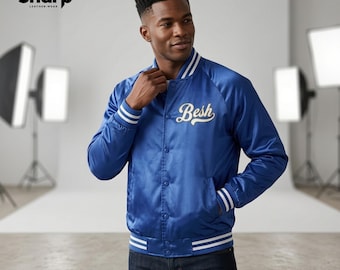 Customizable Satin Bomber Jacket: Water Resistant, Raglan Sleeves