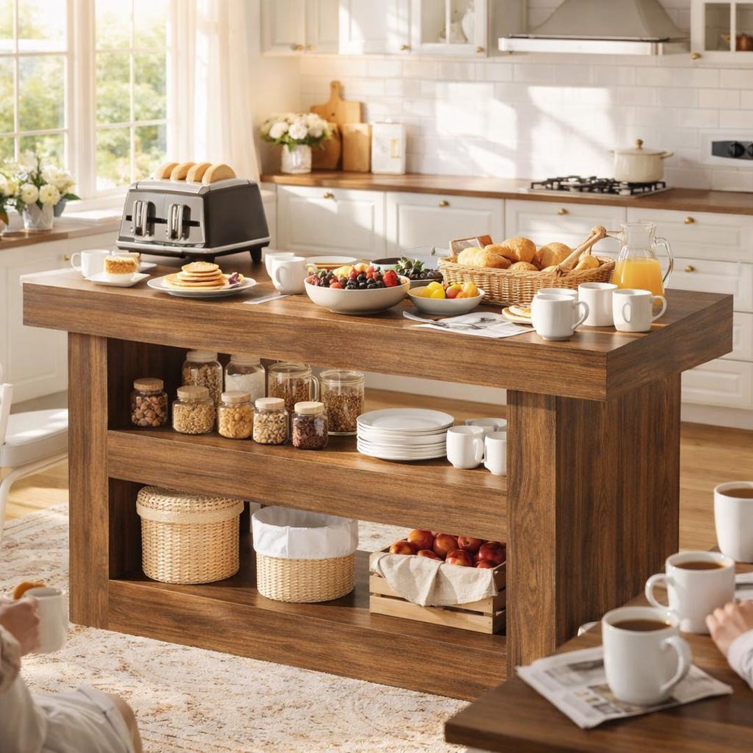 Kitchen Island Farmhouse Storage Table With Countertop - Etsy