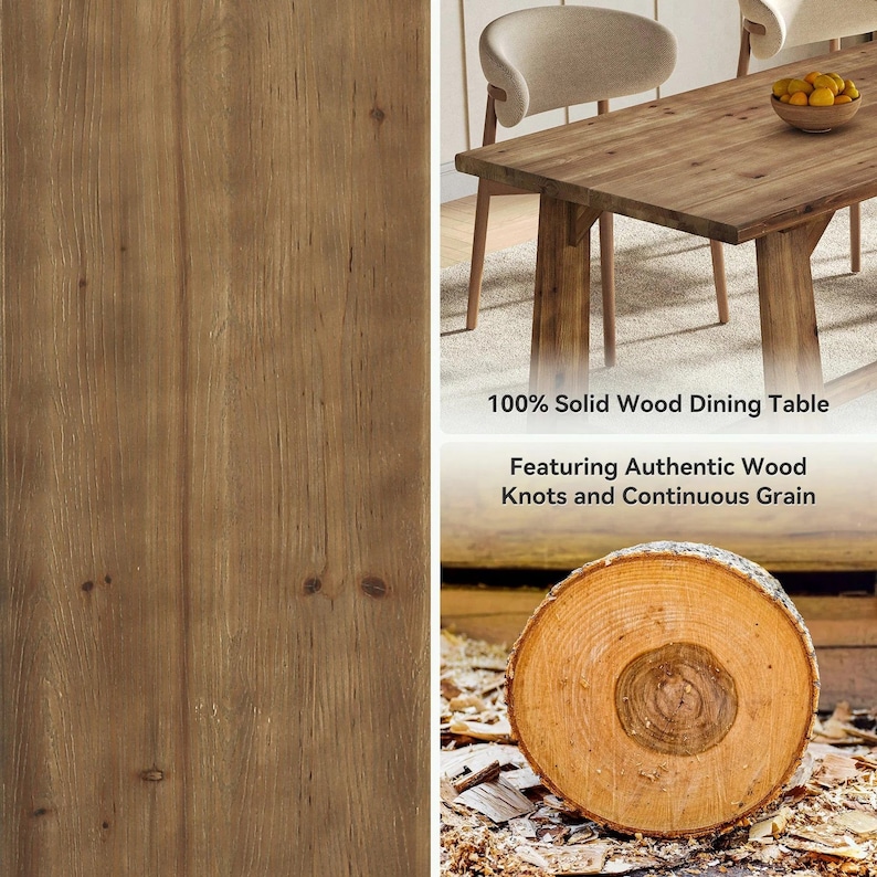 Dining Table Solid Wood Rustic Farmhouse Kitchen Table - Etsy