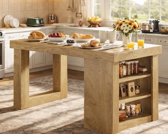 Kitchen Island Farmhouse Prep Table Storage