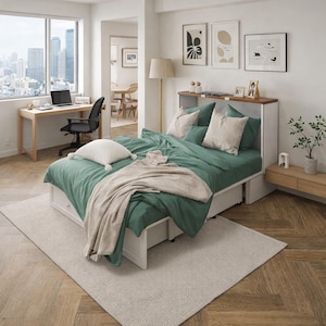 Queen Murphy Bed Frame with Drawers & USB Charging