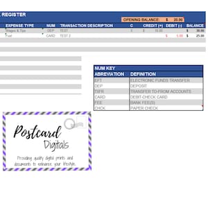Digital Download- Checkbook Register