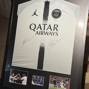 Framed Dual Autographed PSG Jordan Jersey with COA
