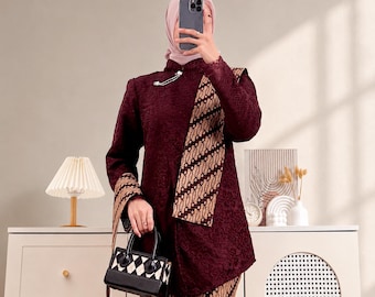 Velvet Janggan Kartini Kebaya Set, Elegant Javanese Wedding and Graduation