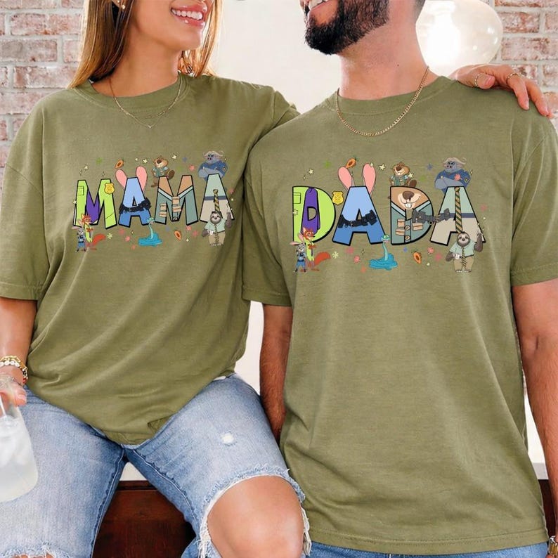 Zootopia Mama Dada Matching Family T-Shirt, Judy Hopps Nick Wilde Graphic Tee image 7