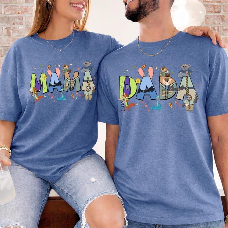 Zootopia Mama Dada Matching Family T-Shirt, Judy Hopps Nick Wilde Graphic Tee image 2